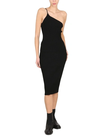 Shop Helmut Lang One-shoulder Dress In Black