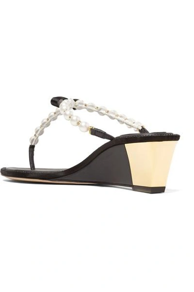 Shop René Caovilla Embellished Leather Wedge Sandals In Black