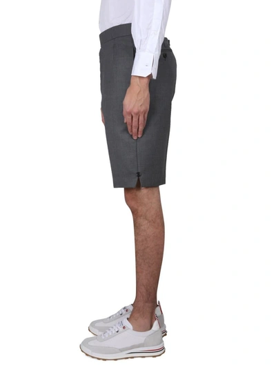 Shop Thom Browne Overcheck Pattern Bermuda Shorts In Grey