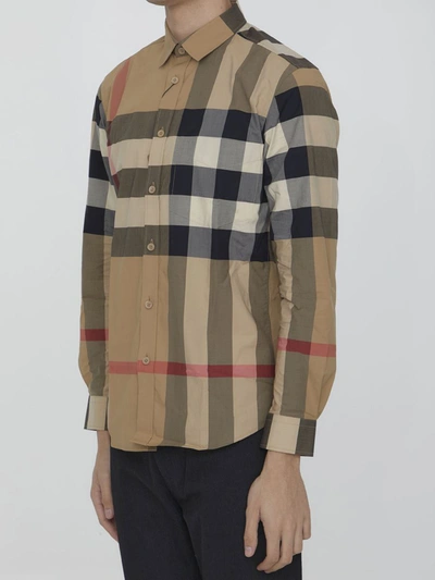 Shop Burberry Oversized Check Shirt In Beige
