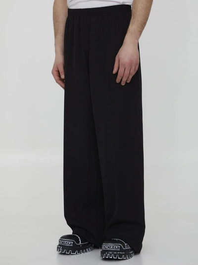 Shop Balenciaga Oversized Wool Pants In Black