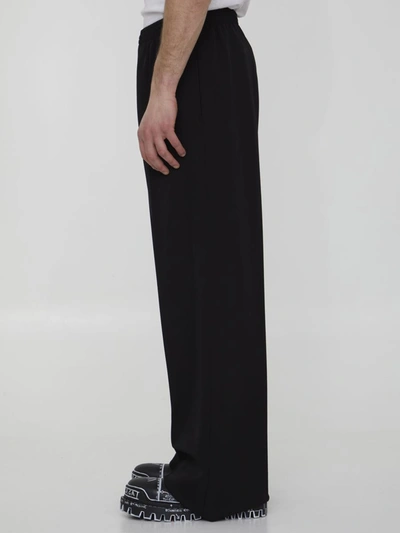 Shop Balenciaga Oversized Wool Pants In Black