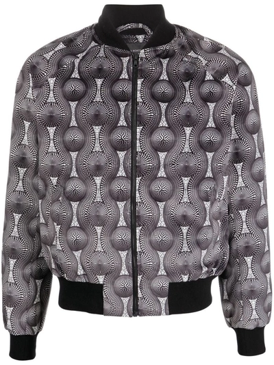 Shop Ozwald Boateng Printed Velvet Bomber Jacket In Grey