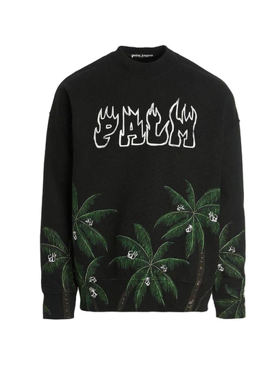 Shop Palm Angels 'palm & Skull' Sweatshirt In Black