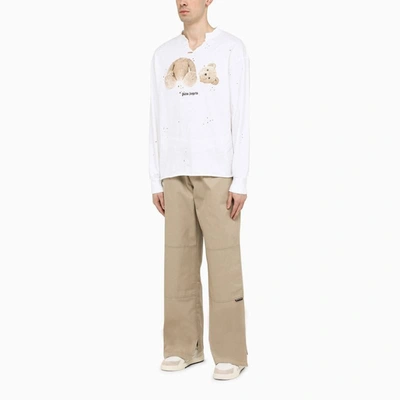 Shop Palm Angels Baggy Chino Trousers In Beige