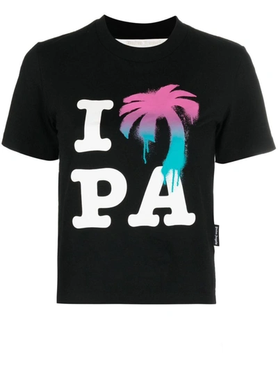 Shop Palm Angels I Love Pa Cotton T-shirt In Black