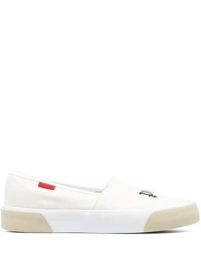Shop Palm Angels Logo-print Slip-on Sneakers In White