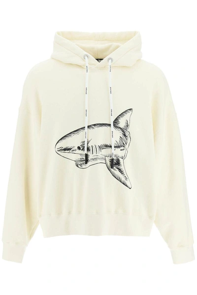 Shop Palm Angels Shark Hoodie In White