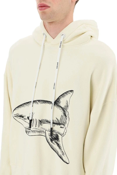 Shop Palm Angels Shark Hoodie In White