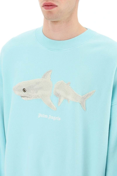 Shop Palm Angels Shark Patch Sweater In Blue