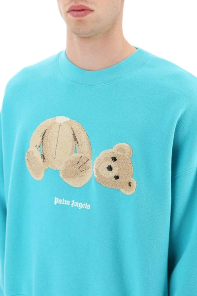 Shop Palm Angels Teddy Bear Sweatshirt In Blue