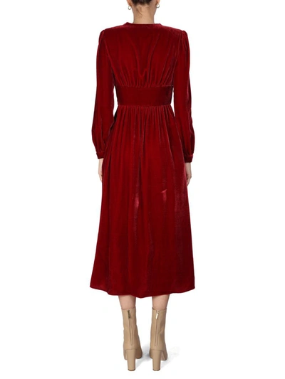 Shop Boutique Moschino Panné Velvet Dress In Red