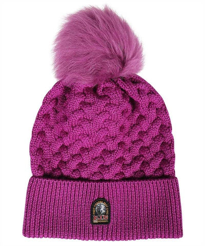 Shop Parajumpers Knitted Beanie With Pom-pom In Cyclamen