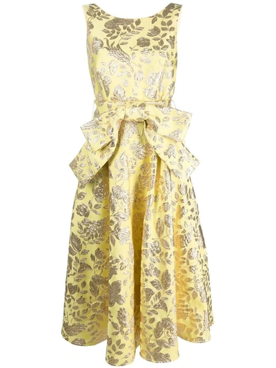 Shop P.a.r.o.s.h . .  - Oversize Bow Detail Dress In Giallo Chiaro