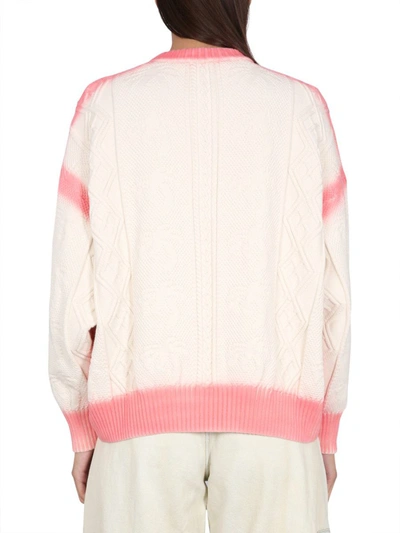 Shop Palm Angels Patent Leather Effect Palm Sweater In White
