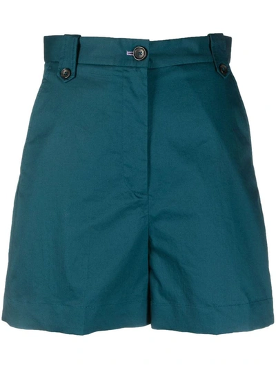 Shop Paul Smith Cotton High-waisted Shorts In Blue
