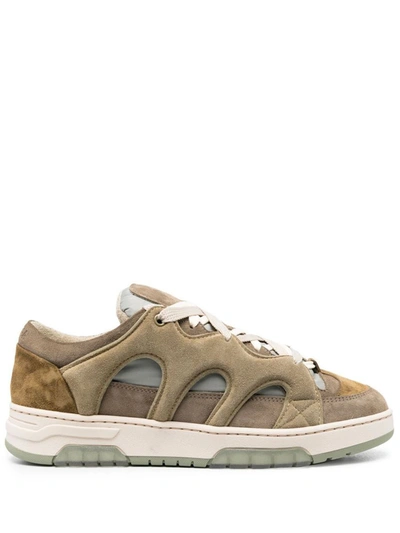 Paura Panelled Lace-up Sneakers In 732 Kaki/olive