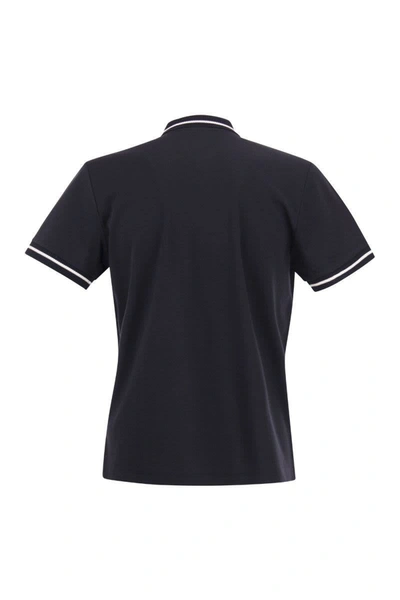 Shop Peserico Cotton Piqué Polo Shirt In Blue