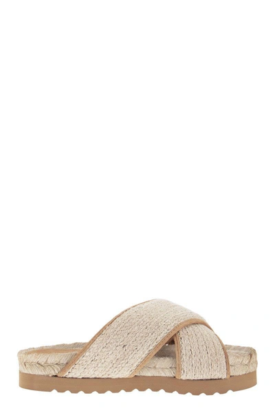 Shop Peserico Jute And Leather Sandal In Natural