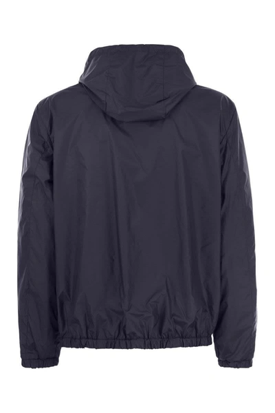 Shop Peserico Reversible Jacket With Hood In Blue