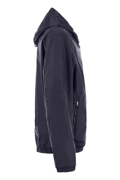 Shop Peserico Reversible Jacket With Hood In Blue