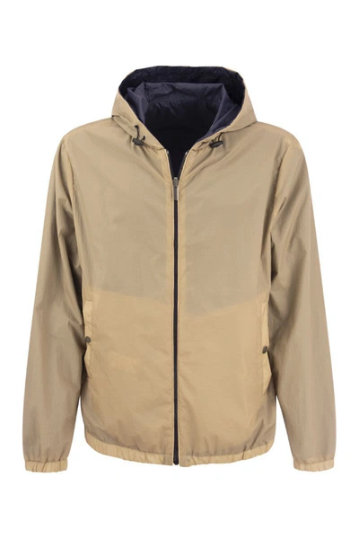 Peserico Men's Reversible Jacket With Hood In Blue