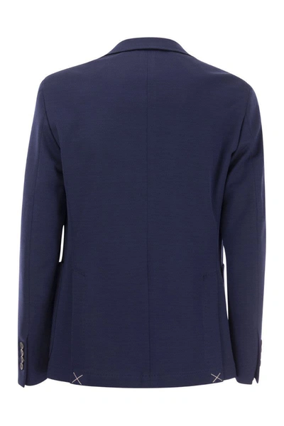 Shop Peserico Single-breasted Blazer In Cotton Blend In Blue