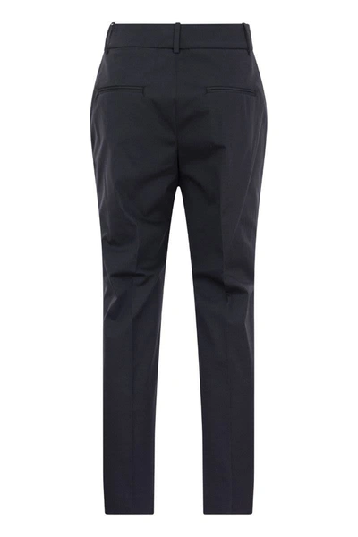Shop Peserico Stretch Cotton Trousers In Blue