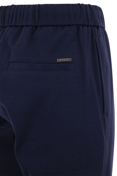 Shop Peserico Technical Cotton Jogger Trousers In Blue