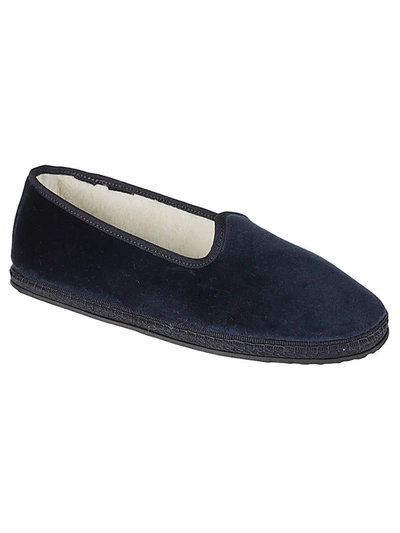 Shop Piedàterre Venezia Friulana Velvet Alpaca Slippers In Blue