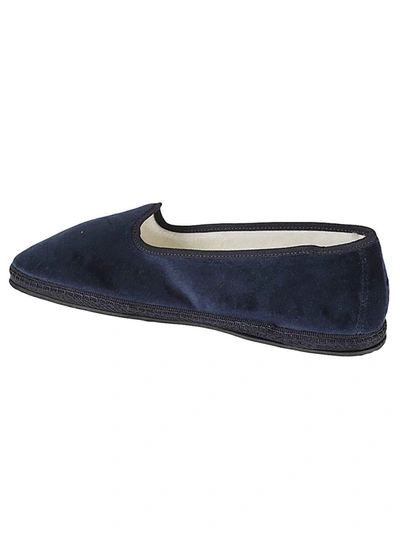 Shop Piedàterre Venezia Friulana Velvet Alpaca Slippers In Blue