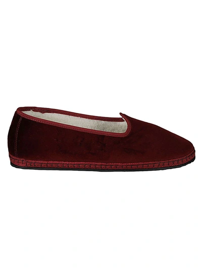 Shop Piedàterre Venezia Friulana Velvet Alpaca Slippers In Bordeaux