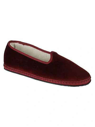 Shop Piedàterre Venezia Friulana Velvet Alpaca Slippers In Bordeaux