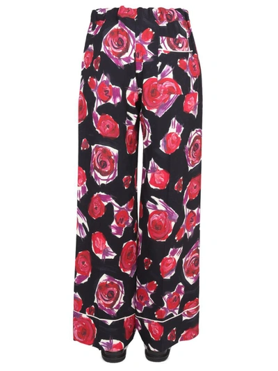 Shop Marni Pijama Pants With Floral Pattern In Multicolor
