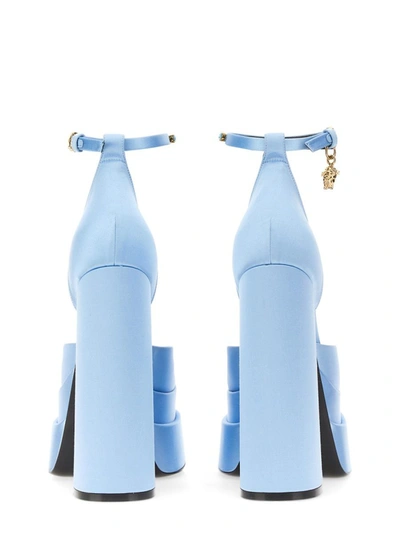 Shop Versace Platform Pumps "medusa Aevitas" In Blue