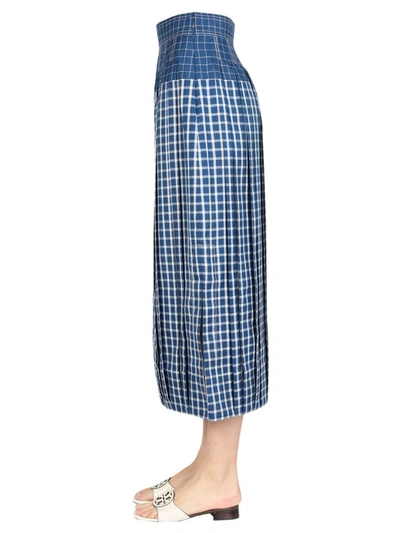 Shop Tory Burch Pleated Skirt In Blue
