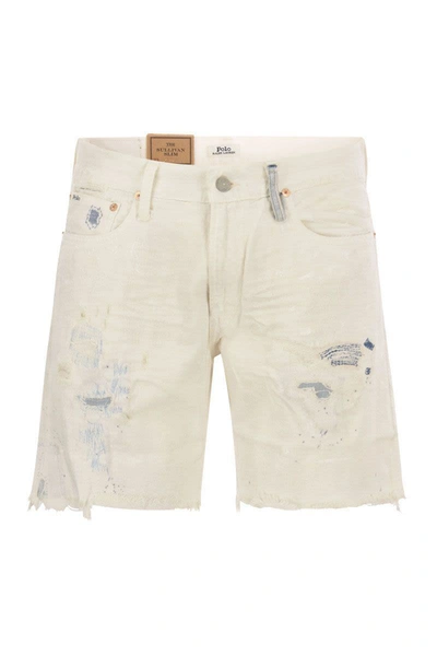 Shop Polo Ralph Lauren Denim 5-pocket Bermuda Shorts In White