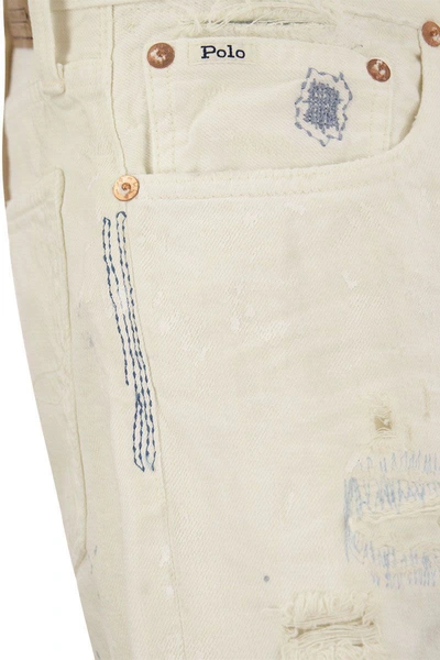 Shop Polo Ralph Lauren Denim 5-pocket Bermuda Shorts In White