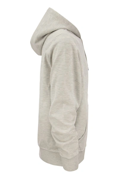 Shop Polo Ralph Lauren Double Knit Hoodie Sweatshirt In Grey