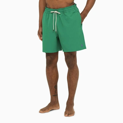 Shop Polo Ralph Lauren Green Nylon Beach Boxer Shorts In Pink