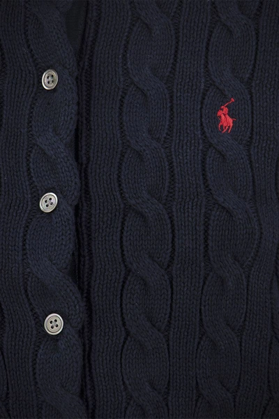 Shop Polo Ralph Lauren Plaited Cotton Cardigan In Navy