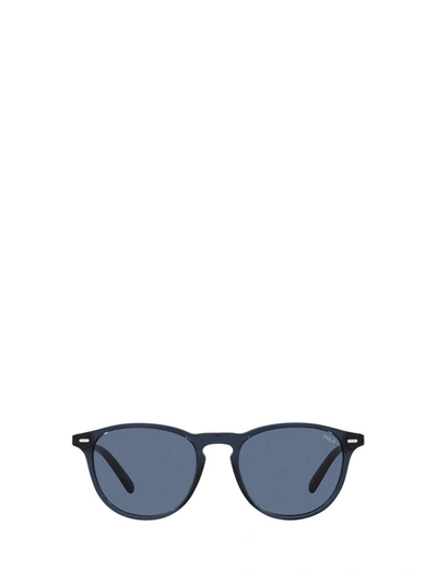 Shop Polo Ralph Lauren Sunglasses In Shiny Transparent Navy Blue