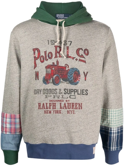 Polo Ralph Lauren Graphic Patchwork Fleece Hoodie In Loft Heather | ModeSens