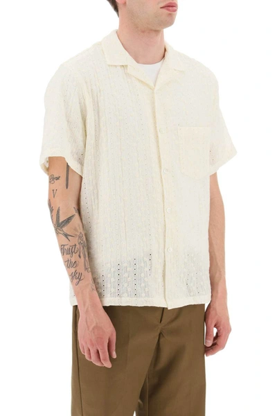 Shop Portuguese Flannel Piros Short Sleeve Shirt In White