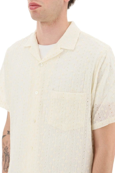 Shop Portuguese Flannel Piros Short Sleeve Shirt In White