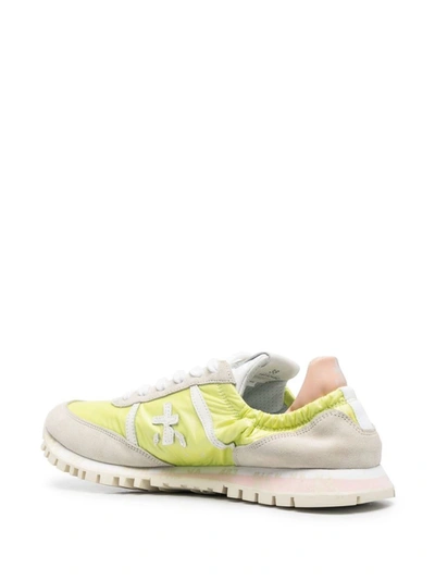 Shop Premiata Sean Lace-up Sneakers In <p>light Yellow Sean Lace-up Sneakers From  Featuring Light Yellow, Front Lace-up Fastening,
