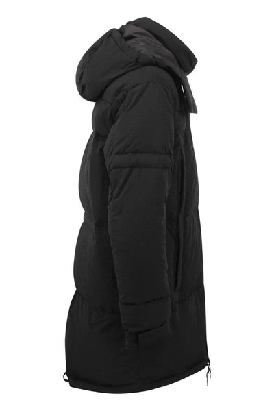 Shop Premiata Shivapuri - Long Down Jacket With Hood In Black