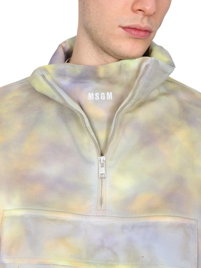 Shop Msgm Printed Anorak Jacket In Purple