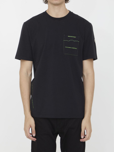 Shop Moncler Genius Printed Cotton T-shirt In Black