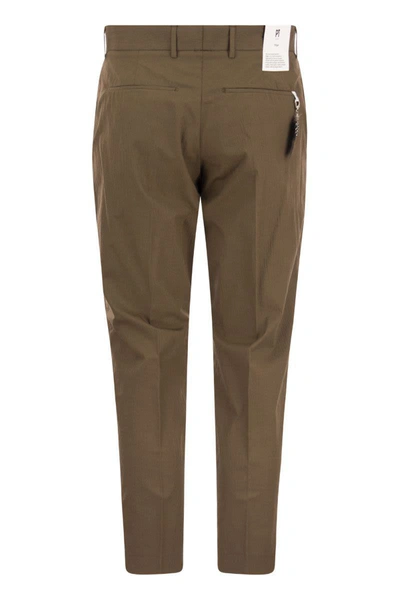 Shop Pt Torino Cotton And Lyocell Trousers In Brown